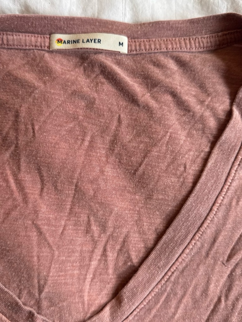 Marine Layer Dusty Rose V-Neck Short Sleeve Tee